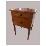 CHERRY 19TH CENT. TURNED LEG 2 DRAWER WORK STAND