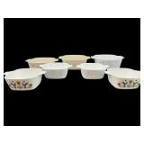 LOT OF 7 VARIOUS PATTERNS CORNING WARE BOWLS