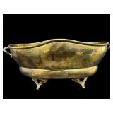 HAMMERED BRASS FOOTED 2 HANDLE PLANTER