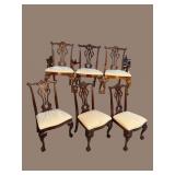 6 SOLID MAHOGANY CHIPPENDALE HIGH BACK CHAIRS
