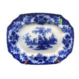 LARGE ORIENTAL STONE J & G ALCOCK FLOW BLUE
