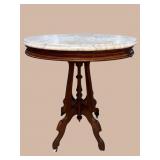 MARBLE TOP OVAL VICTORIAN TABLE