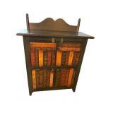 PAINT DECORATED BOOK FORMED 2 DOOR CABINET