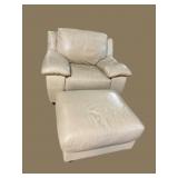 ITALSOTA LEATHER CLUB CHAIR AND OTTOMAN