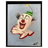 SIGNED AL 1960 LAUGHING CLOWN OIL ON CANVAS