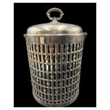 LARGE SILVERPLATE BAMBOO ICE BUCKET WITH LID