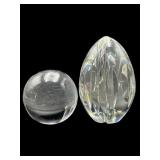 2 PC LOT OF CLEAR PAPERWEIGHTS