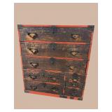 ANTIQUE JAPANESE DISTRESSED PAINTED CHEST