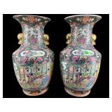 2  CHINESE FAMILLE ROSE LARGE PORCELAIN VASES