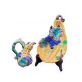 FITZ AND FLOYD GRAPE AND LEAF CERAMIC PITCHER