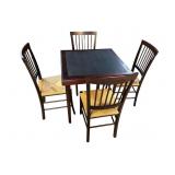 MAHOGANY CARD TABLE AND 4 CHAIRS
