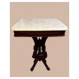 WALNUT VICTORIAN MARBLE TOP SIDE TABLE