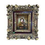 PAINTING OF BOY WITH VIOLIN ON BOARD