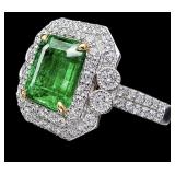 PLATINUM/18K NATURAL ZAMBIAN EMERALD AND DIAMOND