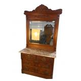 WALNUT VICTORIAN MARBLE TOP DRESSER