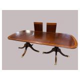 MAHOGANY BANDED CLEAN DOUBLE PEDESTAL BANQUET