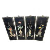 4 ORIENTAL SOAPSTONE PANELS