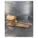 ANTIQUE BRASS AND DOVETAILED WOOD SCALES