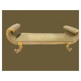 EAGLE CARVED GOLD DECORATED ROLLED ARM BENCH