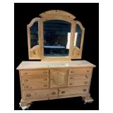 VAUGHAN FURNITURE WASHED PINE LONG DRESSER WITH