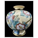 NIPPON HAND PAINTED FLORAL PORCELAIN VASE