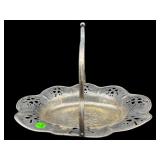 LARGE HEART RETICULATED FOOTED SILVERPLATE BASKET