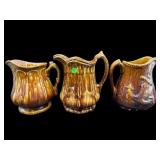 LOT OF 3 LARGE ANTIQUE BENNINGTON YELLOWWARE
