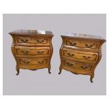 2 BOMBAY FORMED CARVED 3 DRAWER TALL STANDS