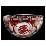 EGERMANN CZECH RUBY BOHEMIAN CUT TO CLEAR BOWL
