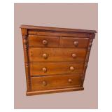 19TH CENT. PINE 5 DRAWER CHEST
