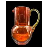 SMALL MCM AMBER PINCHED ART GLASS CADMIUM GLOW