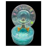 SET OF 8 NORTHWOOD JADE BLUE IRIDESCENT STRETCH