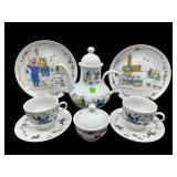 8 PC LOT OF GERMAN FLORAL PORCELIN CHINA MARKED