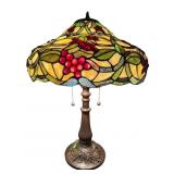 LARGE TIFFANY STYLE LEADED GLASS LAMP
