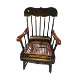 DUTCH PAINT DECORATED CHILDS CANE ROCKER