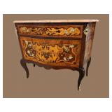 FRENCH INLAID MARBLE TOP COMMODE