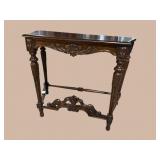 ANTIQUE WALNUT HEAVY CARVED CONSOLE TABLE