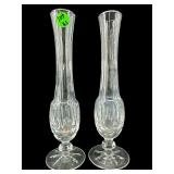 2 WATERFORD CRYSTAL TRAMORE FOOTED BUD VASES