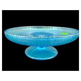 FENTON CELESTE BLUE STRETCH IRIDESCENT FOOTED BOWL
