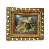 ORNATE GOLD DECORATED FRAMED FLORAL PRINT