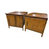 2 OAK 1 DOOR END TABLES
