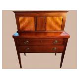 19TH CENT. SOLID MAHOGANY INLAID TAMBOUR DESK