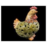 LARGE RETICULATED CERAMIC CHICKEN CANDLE HOLDER