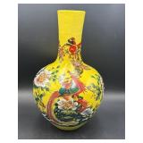 LARGE POTTERY HAND PAINTED ORIENTAL VASE