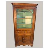 19TH CENTURY OAK INLAID CORNER CABINET