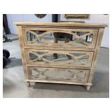PAINT DECORATED MIRRORED 3 DRAWER CHEST