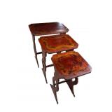 SET OF 3 ORIENTAL DRAGON DESIGN STACKING TABLES