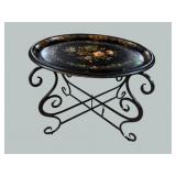 EARLY IRON EBONIZED TRAY TABLE