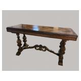 WALNUT HEAVY CARVED CONSOLE TABLE WITH EXPANDING