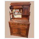 WALNUT VICTORIAN MARBLE TOP BUFFET